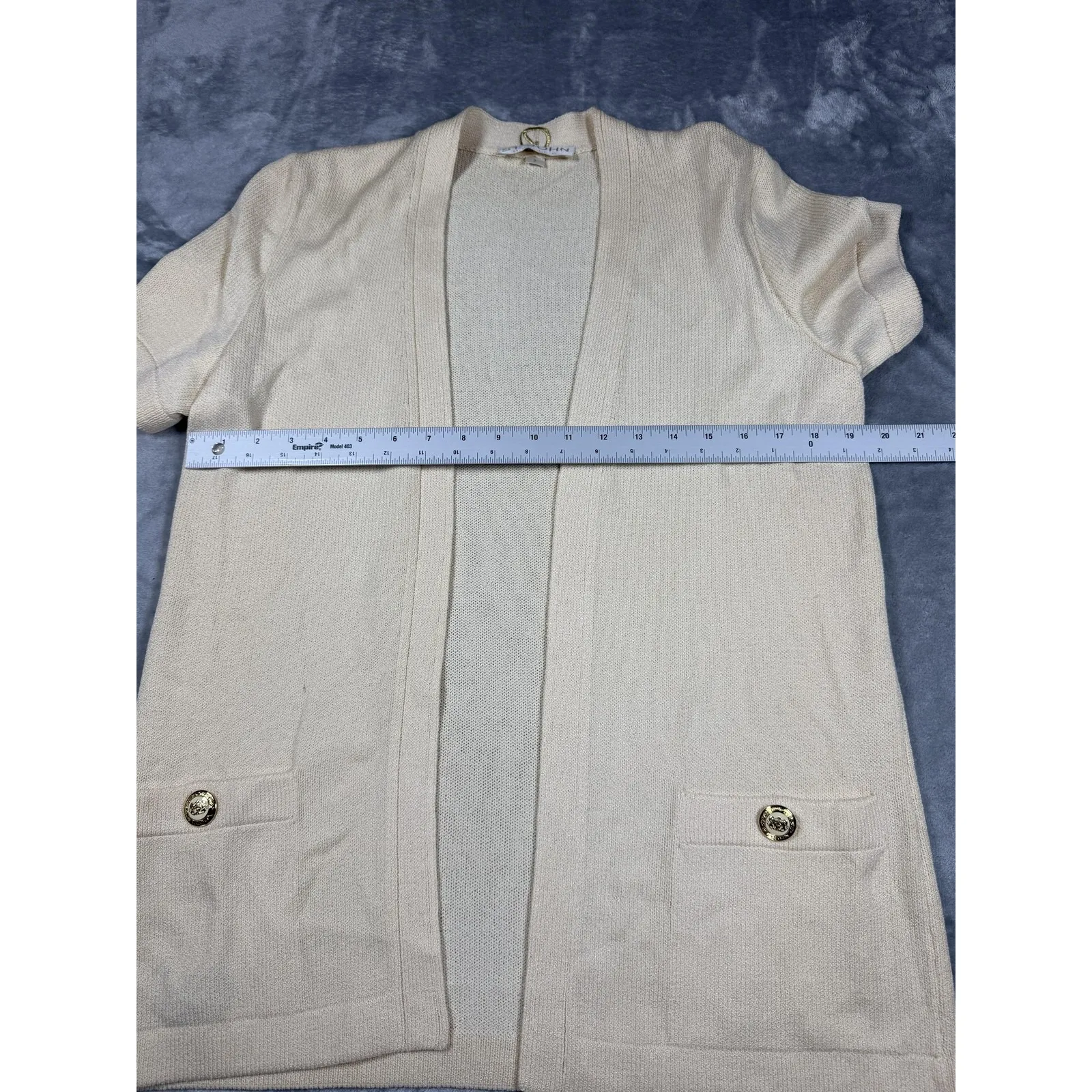 St John Sweater Womens XS Petite Short Sleeve Open Cardigan Pockets Knit - Image 7