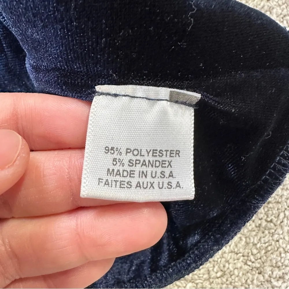 Misa Los Angles Dita Velvet Top Puffed Longsleeve Mock Neck Whimsigoth in Navy M - Image 9