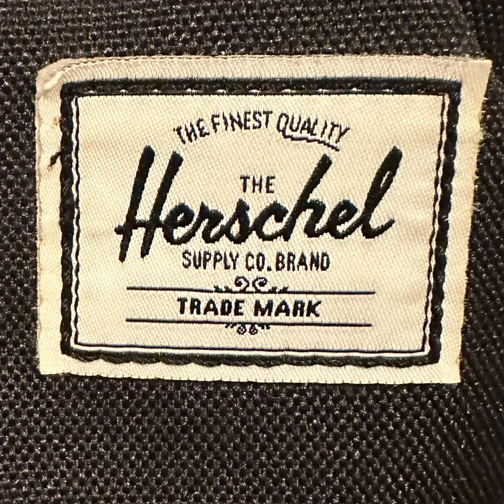 THE HERSCHEL BLACK  CANVAS SUPPLY CO BRAND MINI BACKBAG INSIDE OPEN POCKETS - Image 6