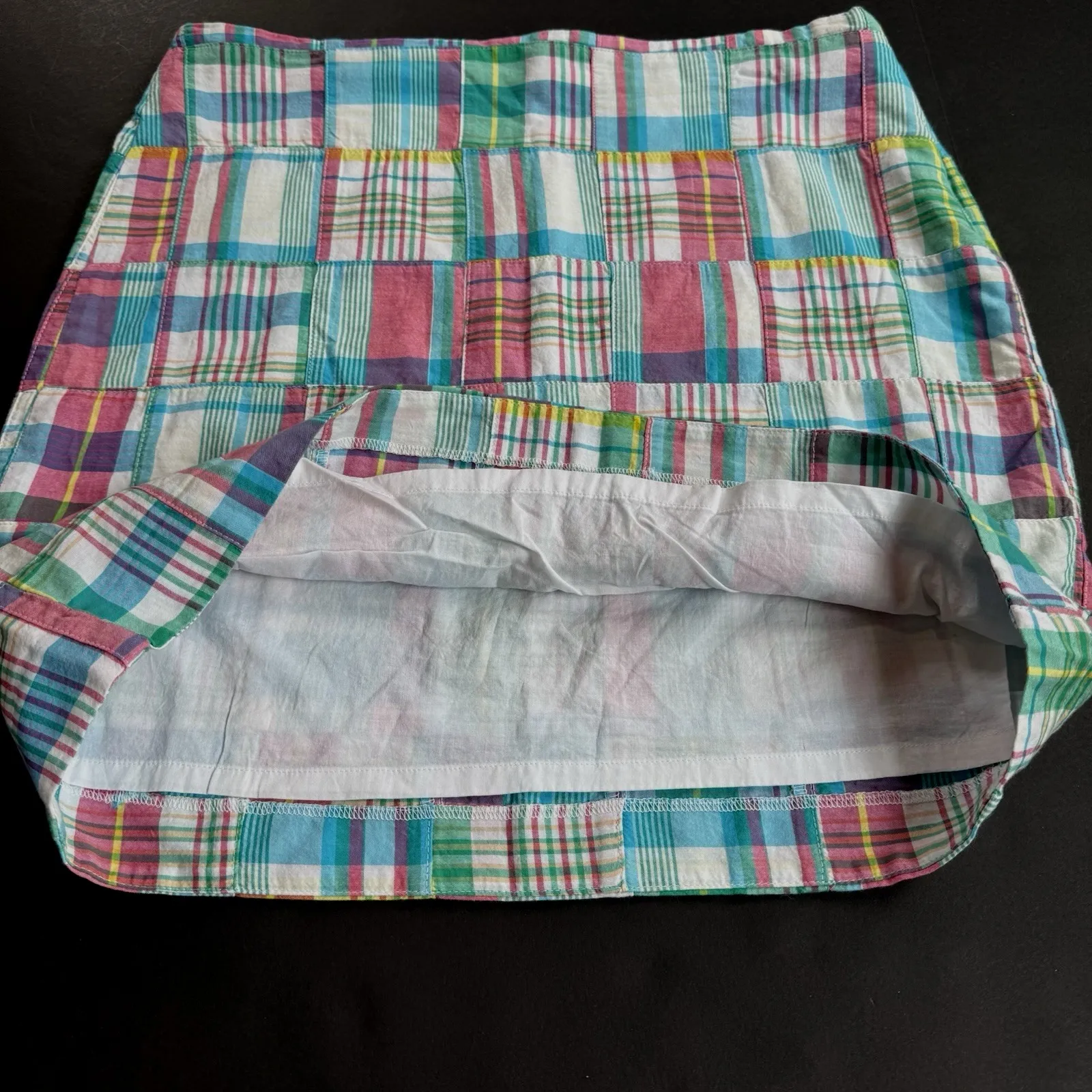 Talbots Madras Plaid Patchwork Skirt Petite P 12 L Cotton Pencil Straight Y2K - Image 5