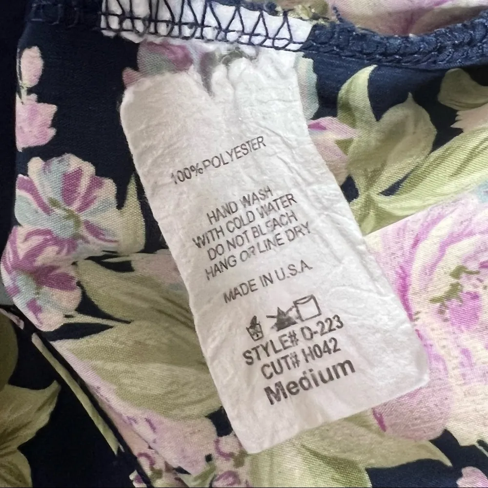 SAGE Navy Blue & Purple Floral Split Sleeve Dress Size Medium - Image 10