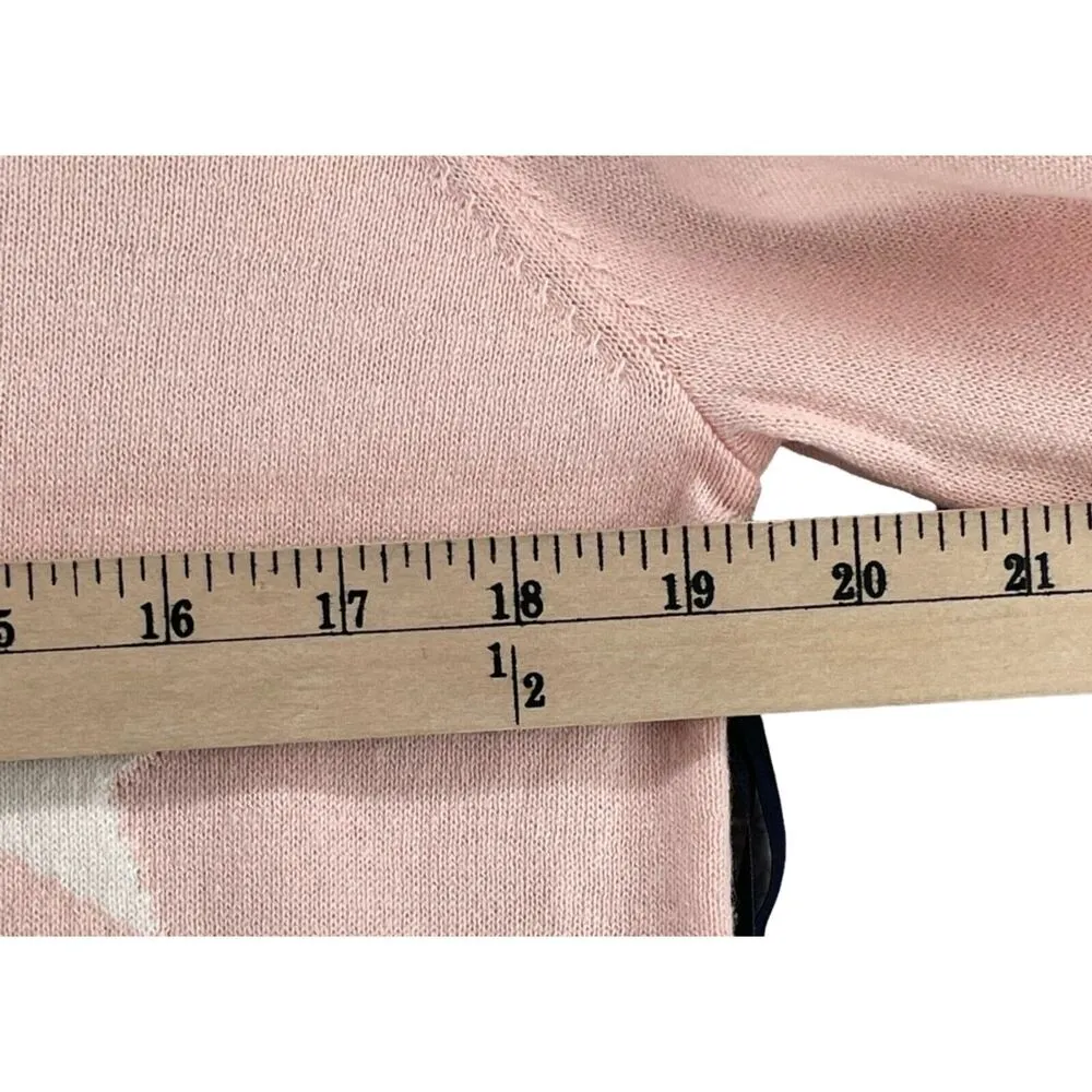 US Polo Assn Sweater Womens L Rose Pink Star Knit Pullover Layering Crew Neck NE - Image 4