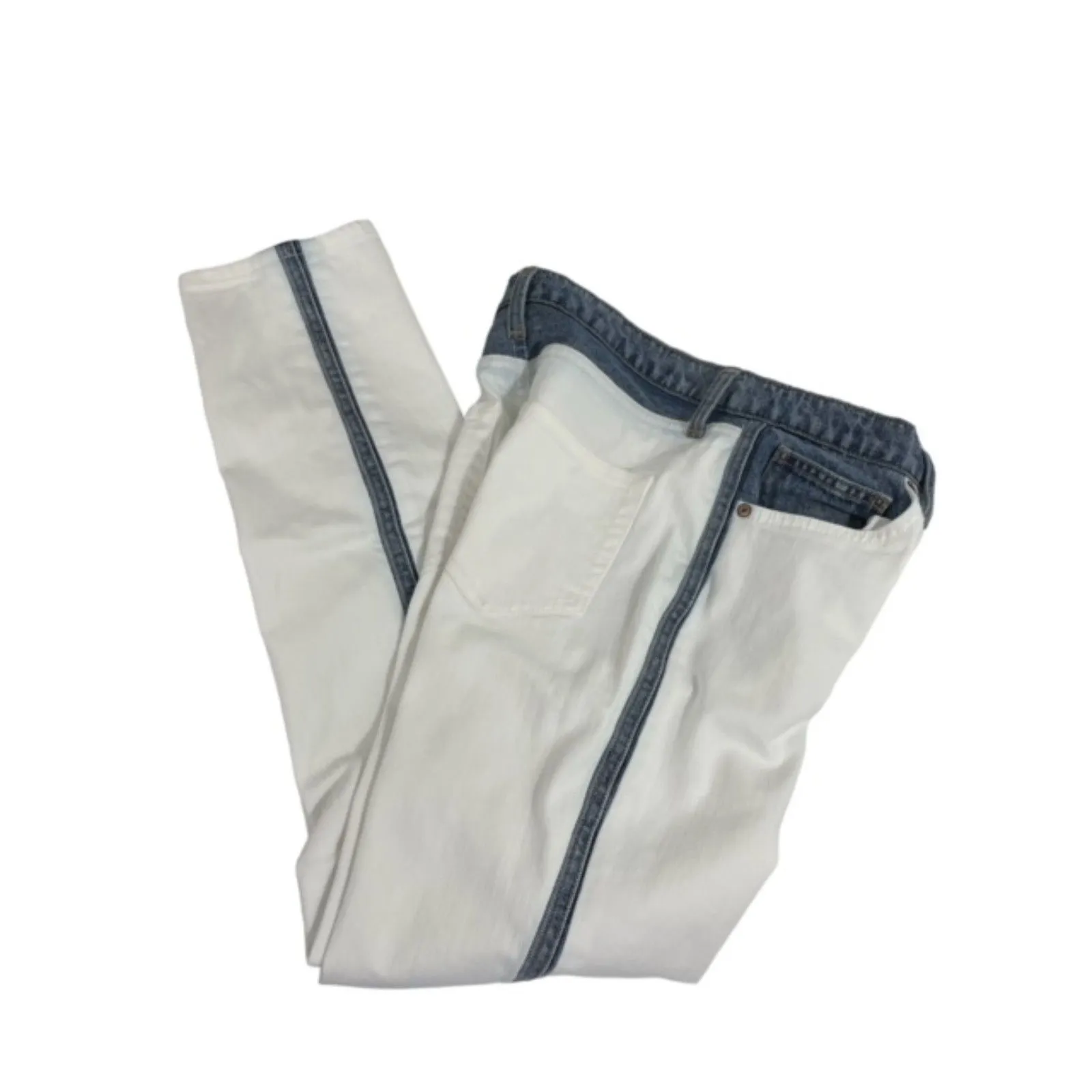 Joie Gracelyn White‎ Blue Side Stripe Two-Tone High Rise Skinny Jeans Size 26 - Image 12
