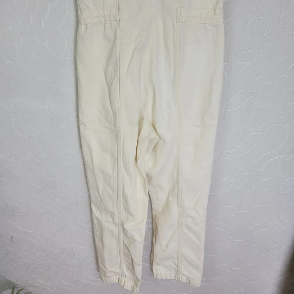 Lucky Brand Denim Jumpsuit XS Cream Sleeveless Front Zip Drawstring New - Image 7