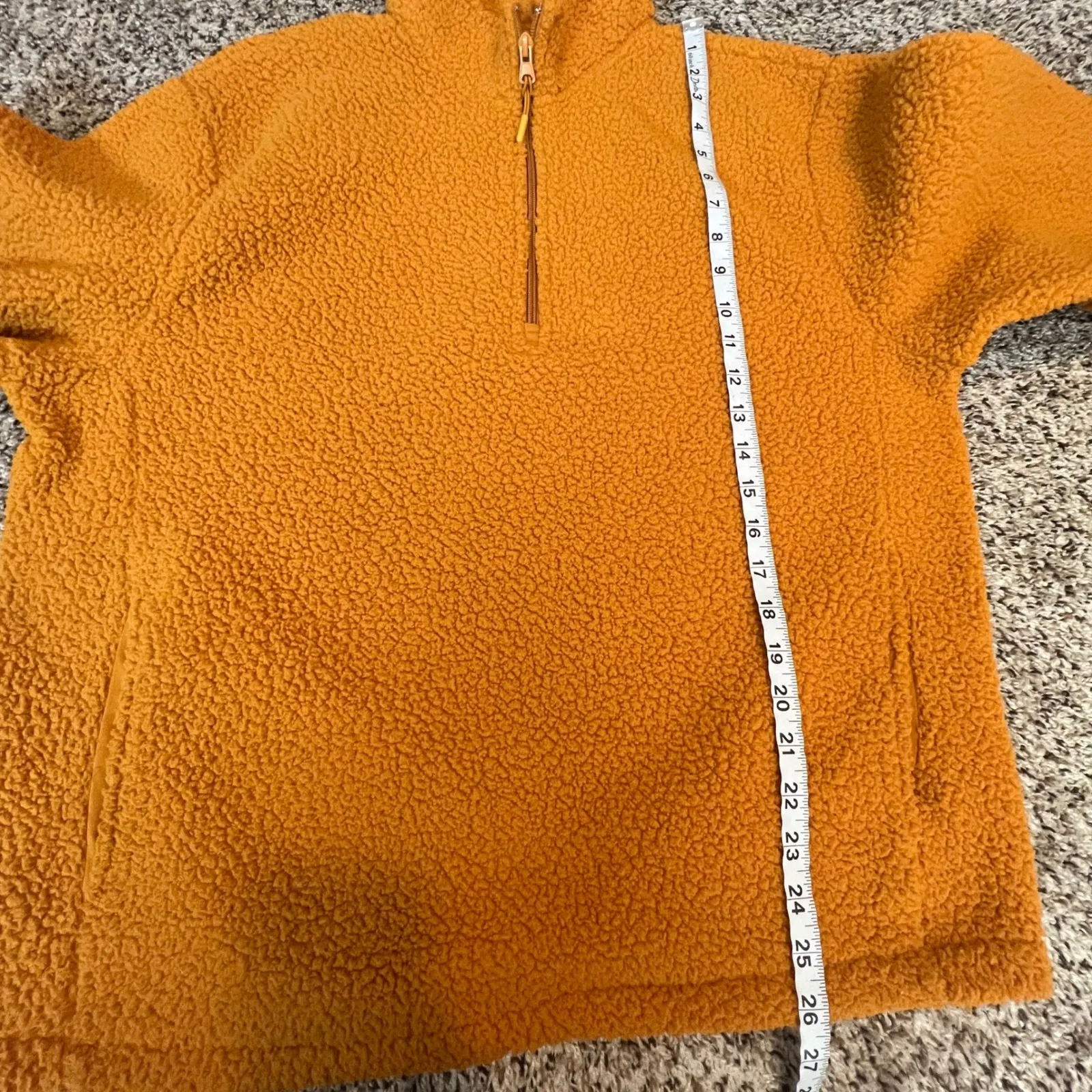 Old Navy  Sherpa Fleece Quarter Zip Pullover Jacket Mustard Yellow Size L - Image 6