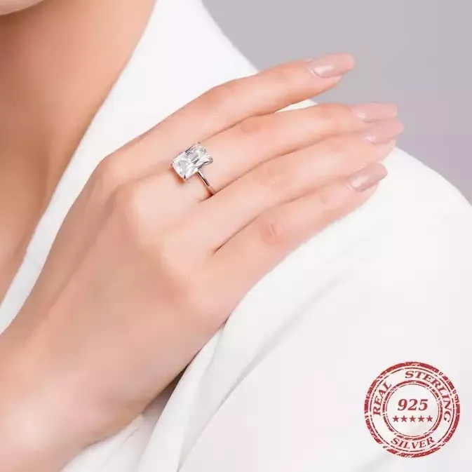 SIZE 5 925  Emerald Cut CZ Ring - Image 2