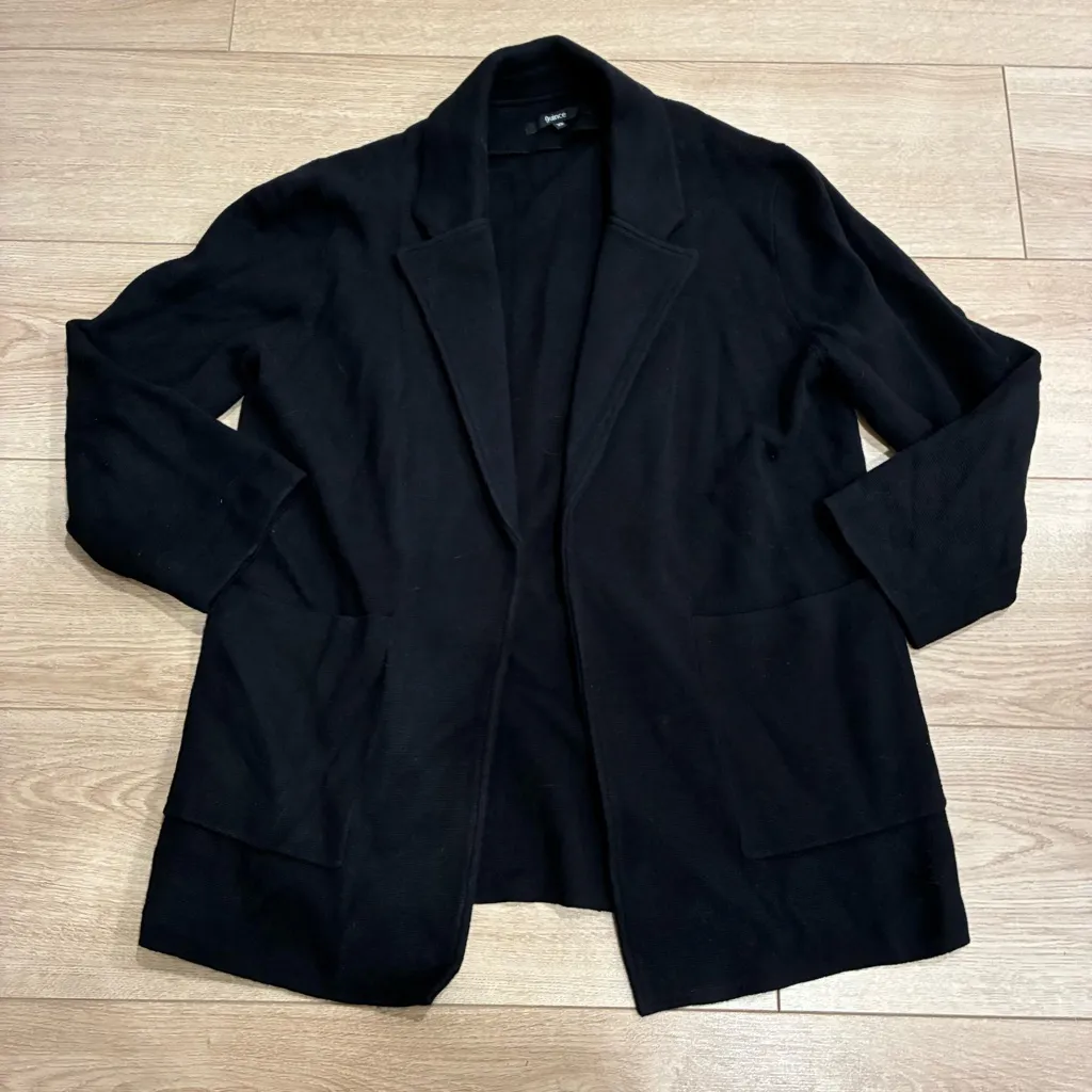 Quince Women’s 100% Organic Cotton Knit Blazer Open Front Black Size XS - Image 2