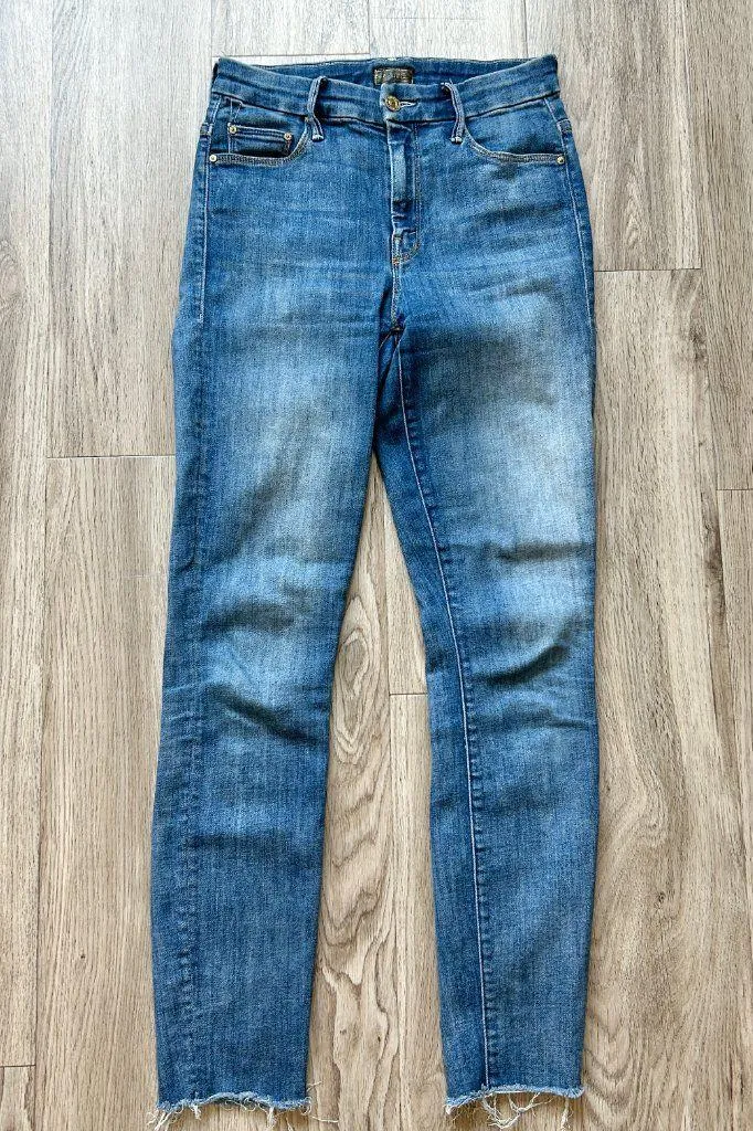 Mother High Waisted Looker Ankle Fray Jeans in Not Rough Enough Size 25 Blue - Image 3