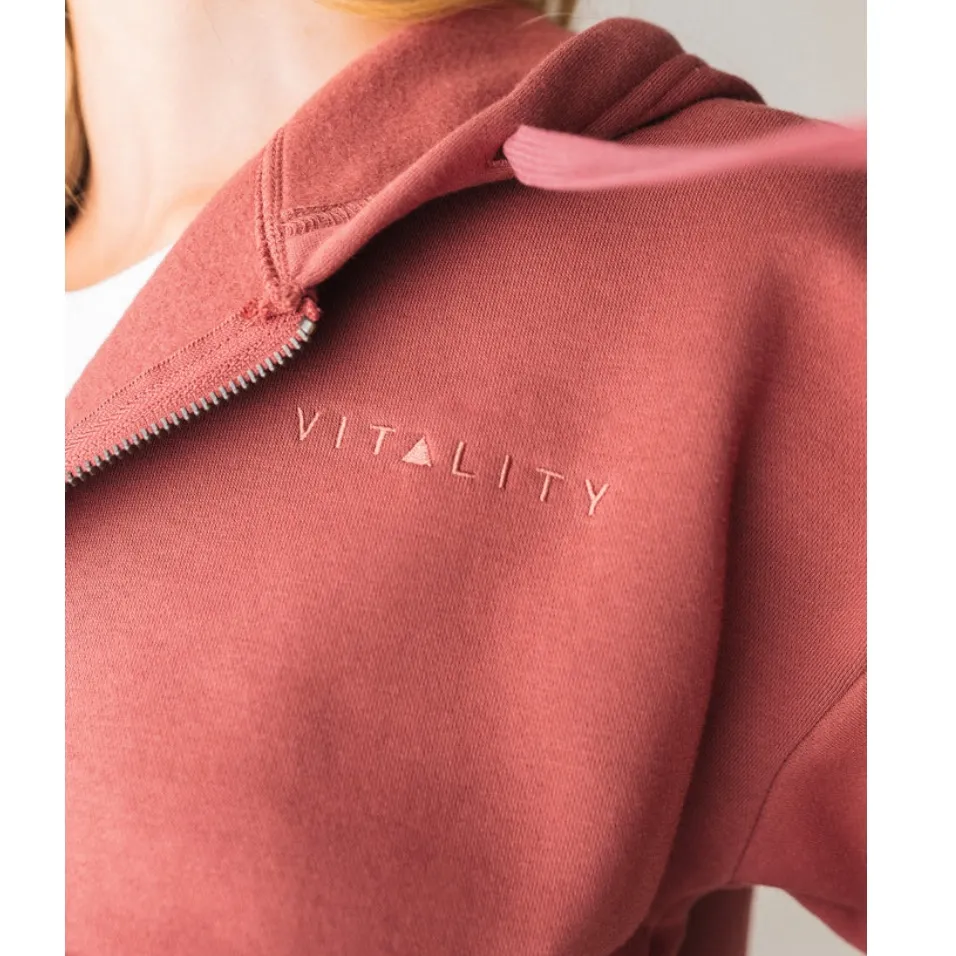 Vitality Cozy Set Full Zip Hoodie & Wide Leg Trouser Sweatpants Rosewood Fleece Brown Size 2X - Image 10