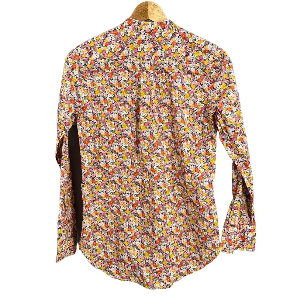 J.Crew Blouse Liberty Fabric Floral Ruffled Collar Button Up Long Sleeve XXS - Image 4