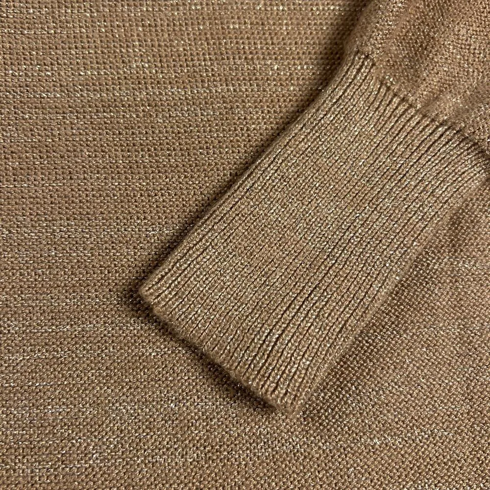 MANGO Gold Shimmer Long Sleeve Round Neck Sweater Dress Size S - Image 8