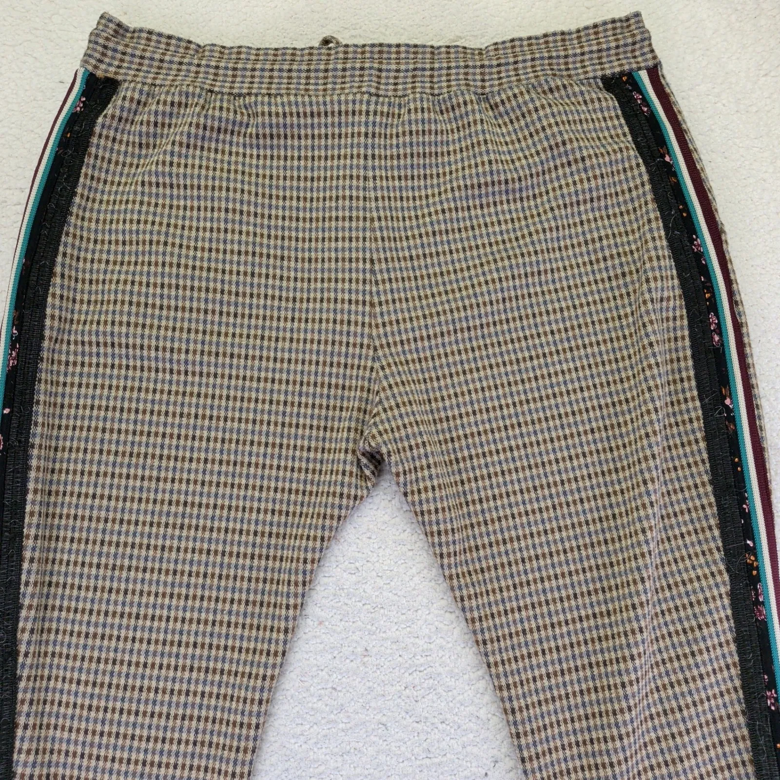 Maeve Anthropologie Houndstooth Pull On Plaid Track Pants Women's XL Stretch - Image 5