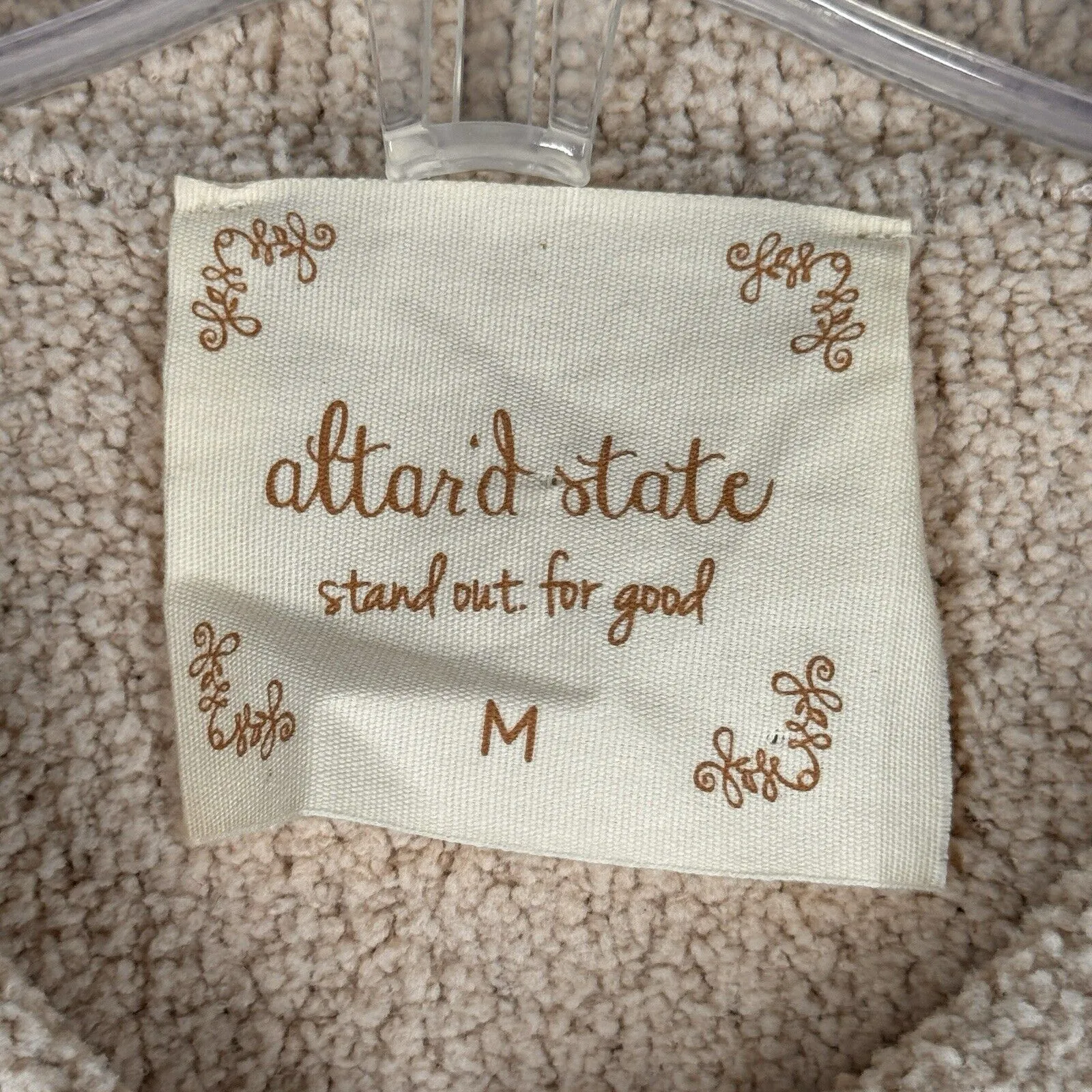 Altar'd State Shirt Womens Medium Cream Fleece‎ Shacket Casual Utility Outdoors - Image 5