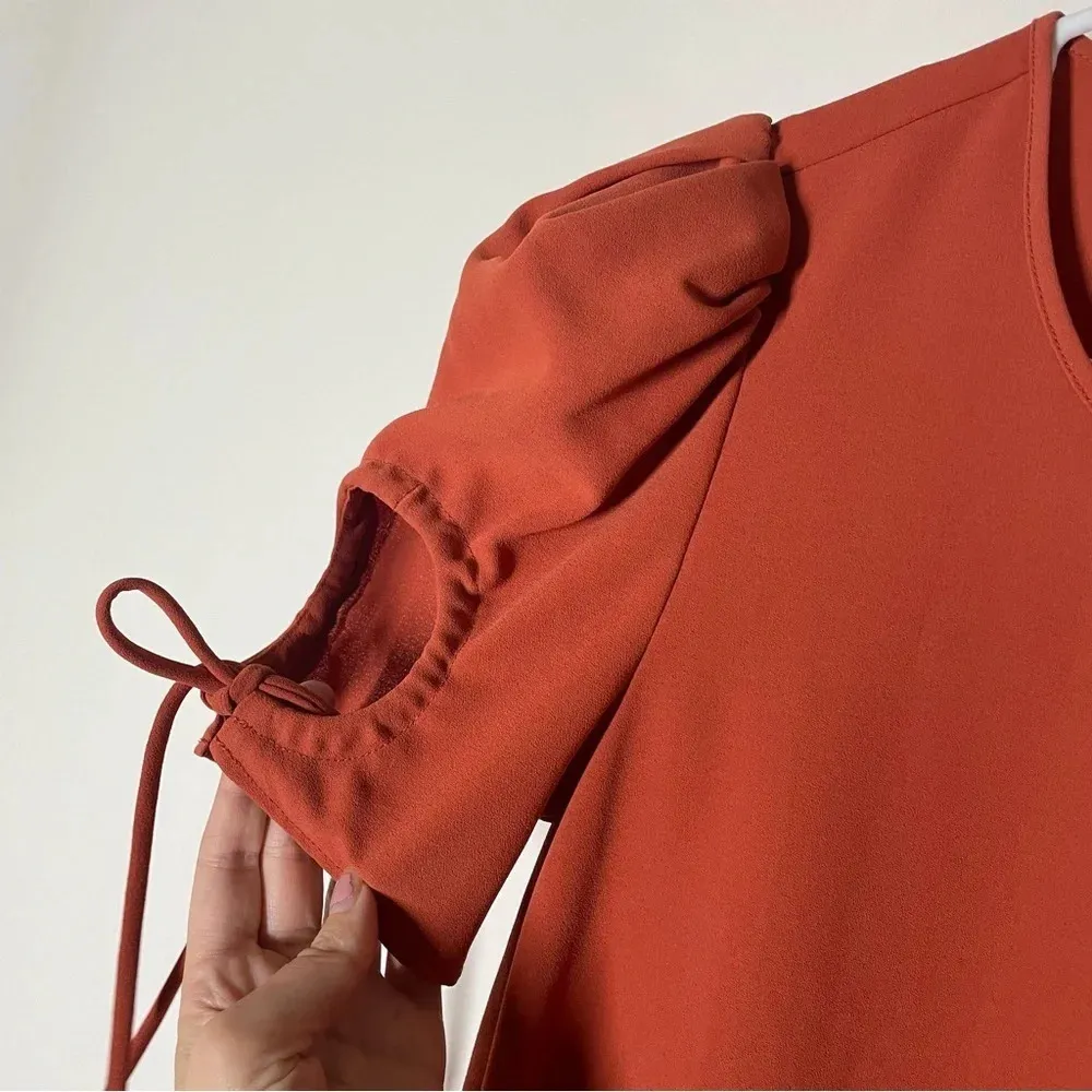 See By Chloé Peppery Red Keyhole Sleeve Dress Size US 4 French 36 - Image 9