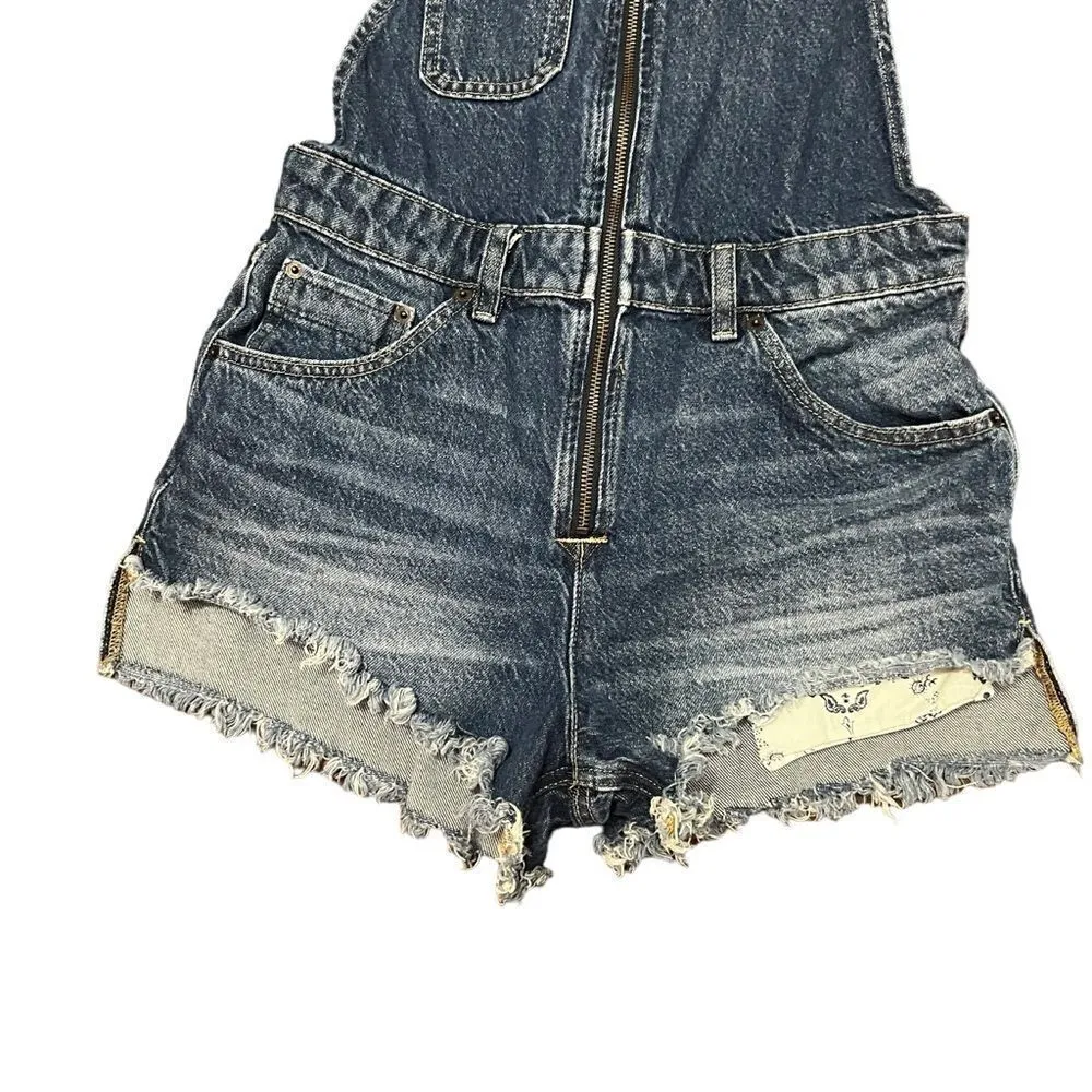 Free People Sunkissed Denim Overall Shorts Size 4 - Image 5