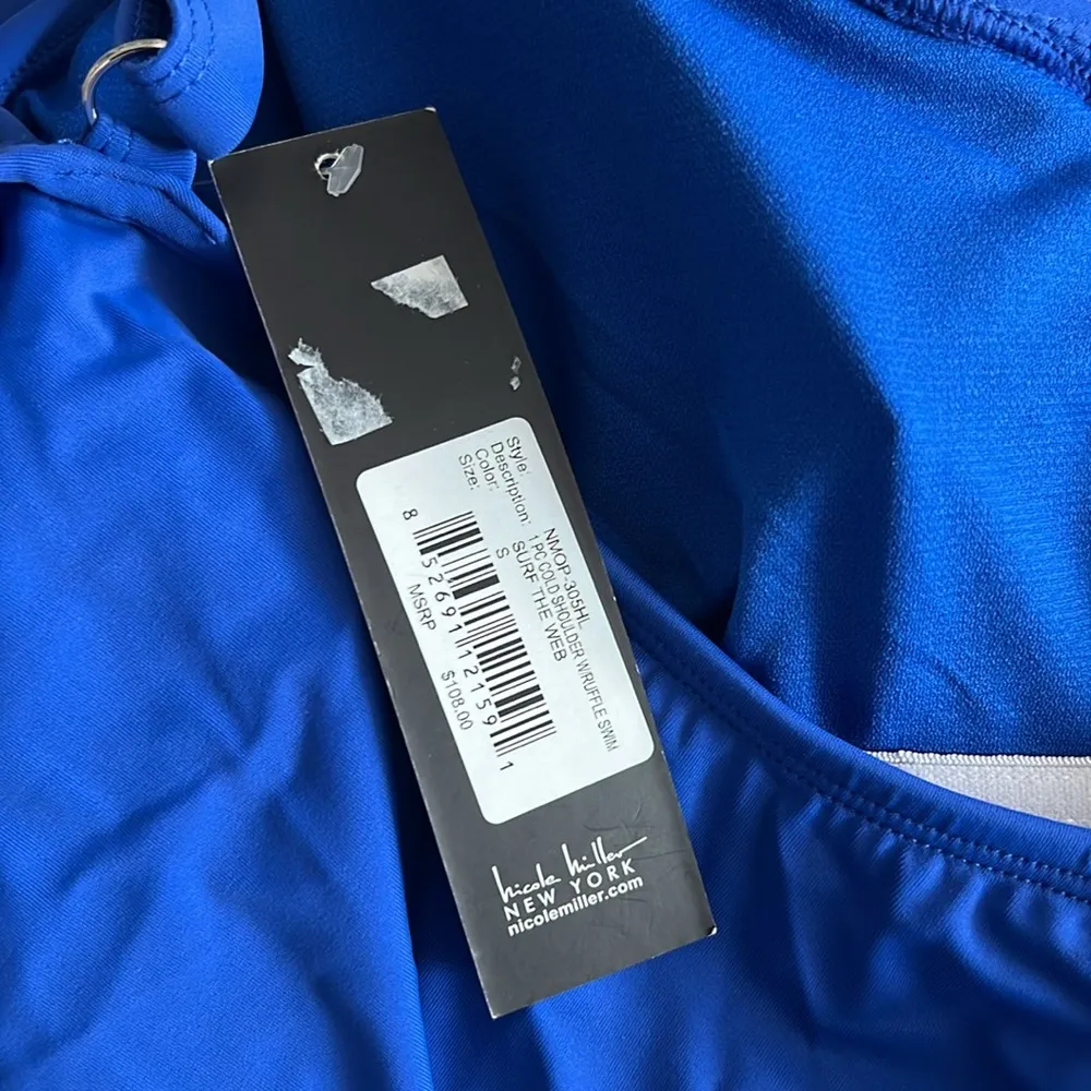 Nicole Miller Ruffled Cold Shoulder One-Piece Swimsuit, Size S New w/Tag $108 - Image 7