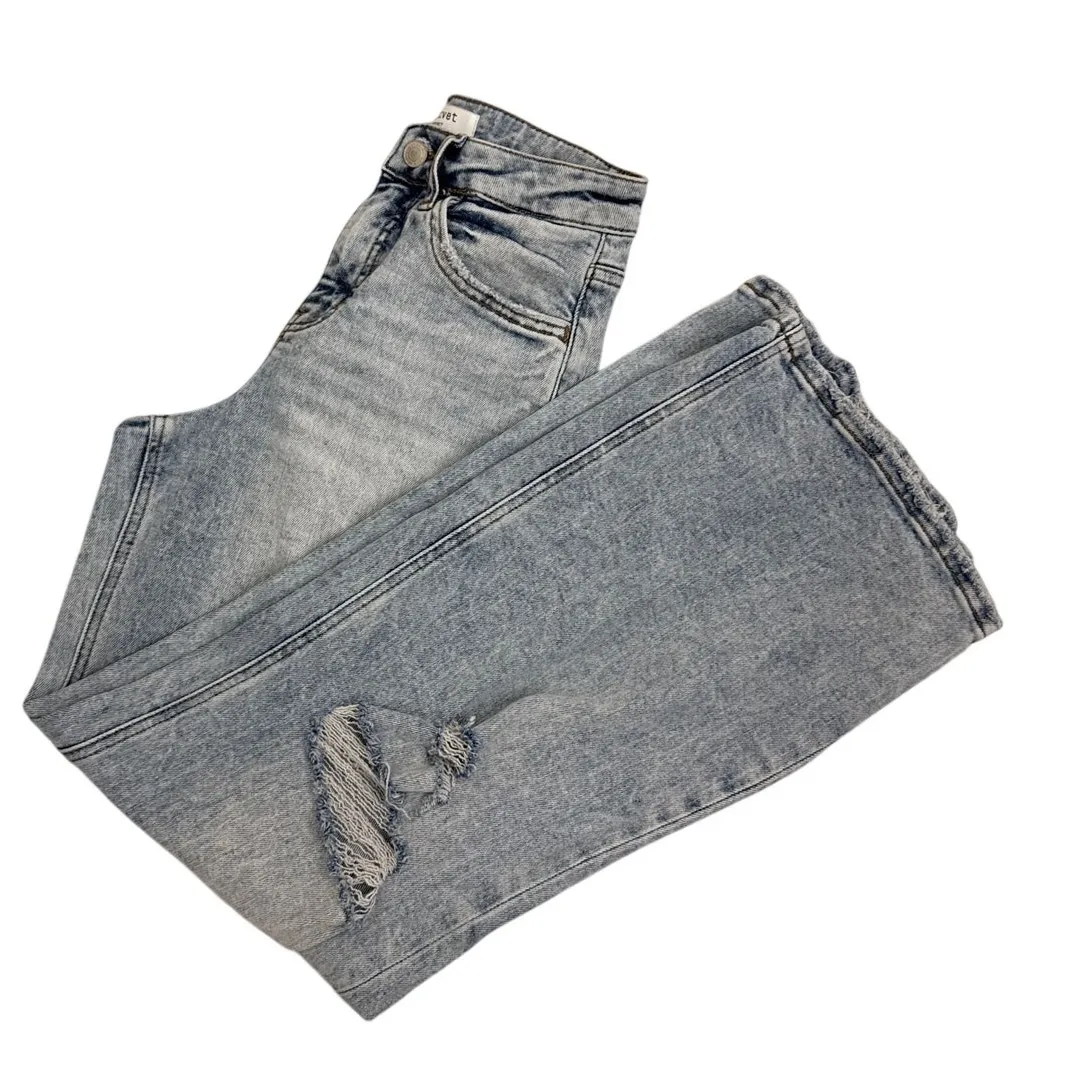 Lovervet by Vervet Distressed Wide Leg Loose Fit Straight Blue Jeans Size 0 / 24 - Image 3