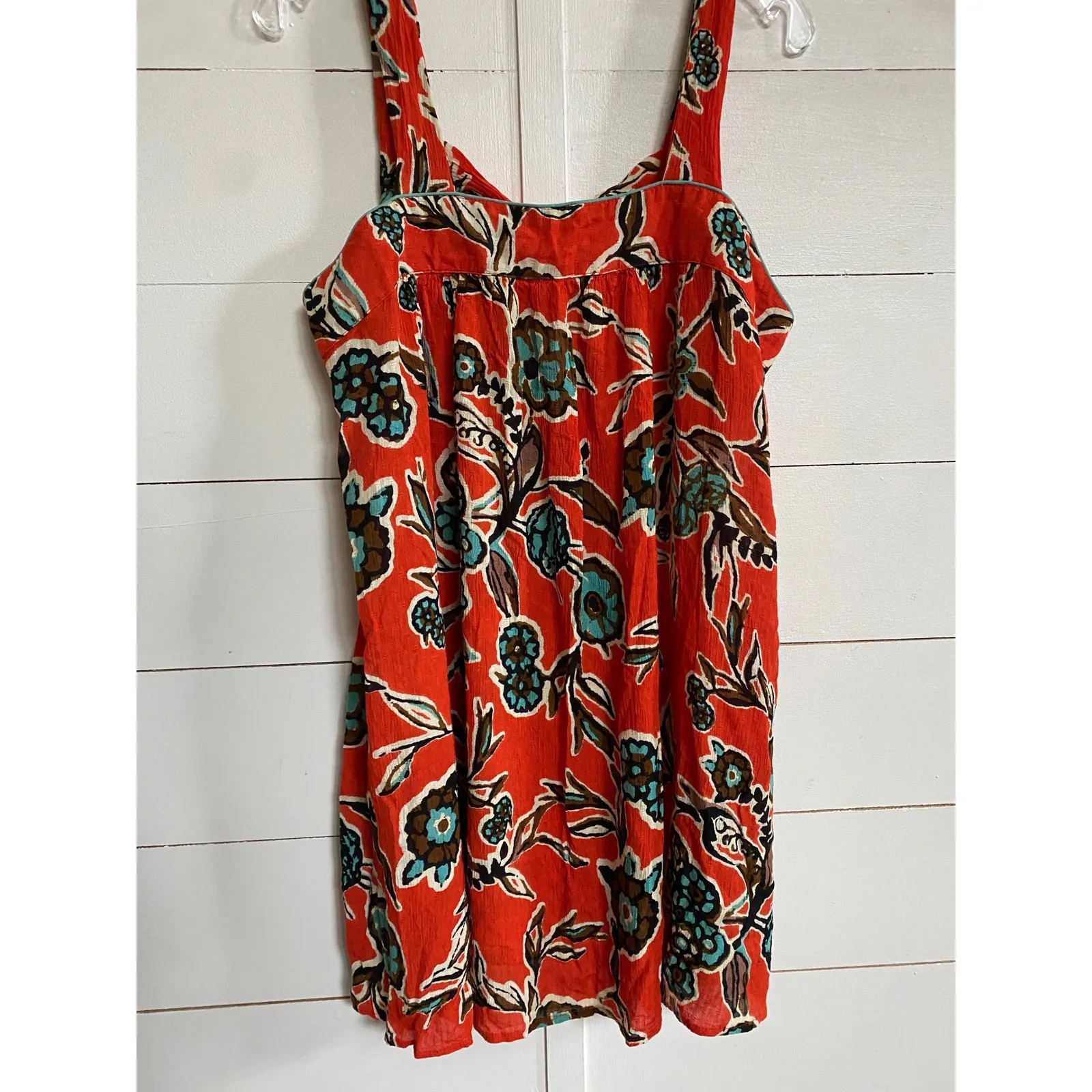 Band of the Free Teresa‎ Tangerine Floral Tank Mini Dress M - Image 9