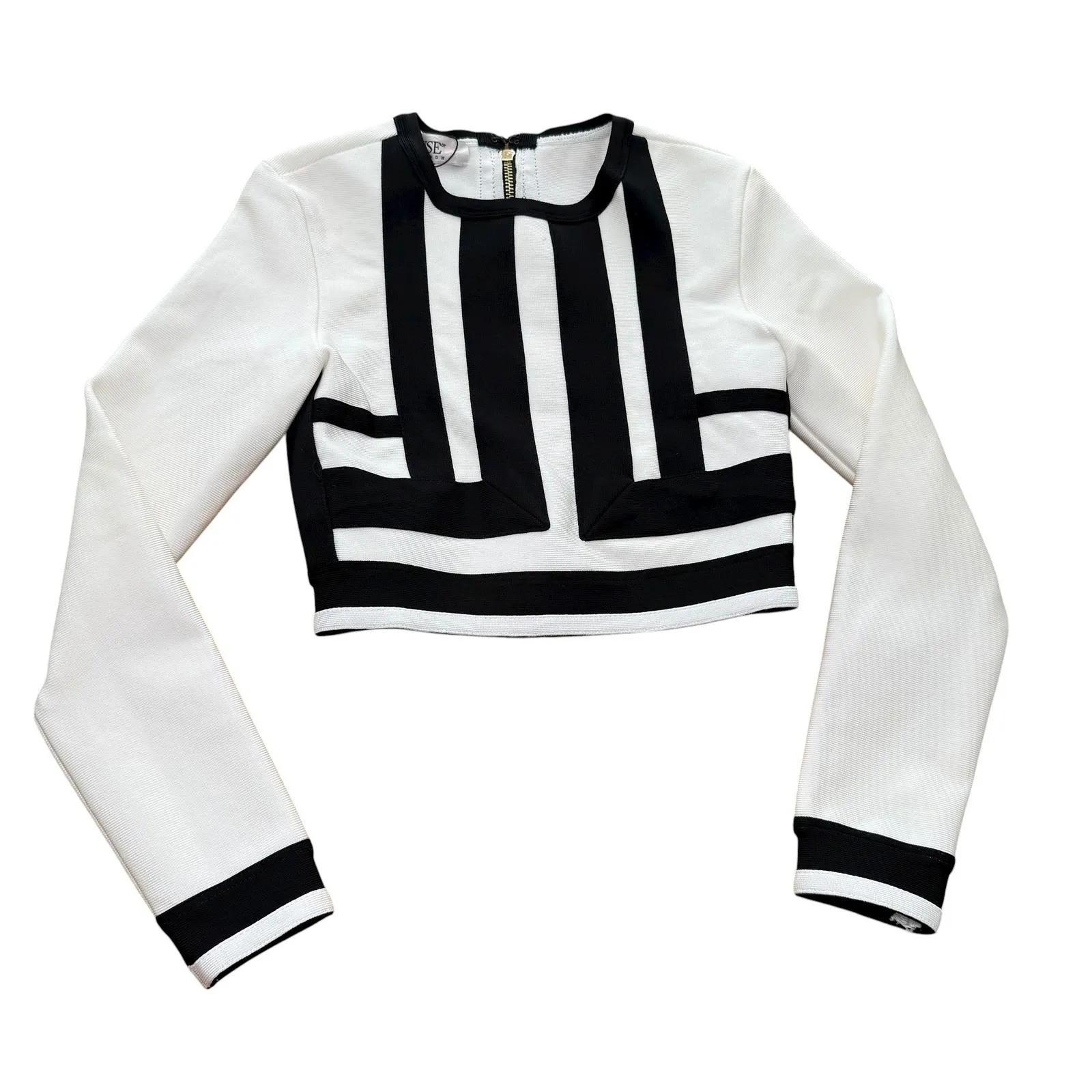 House‎ of CB London Two Piece Set Black White Bandage Bodycon Dress Small NWT - Image 3