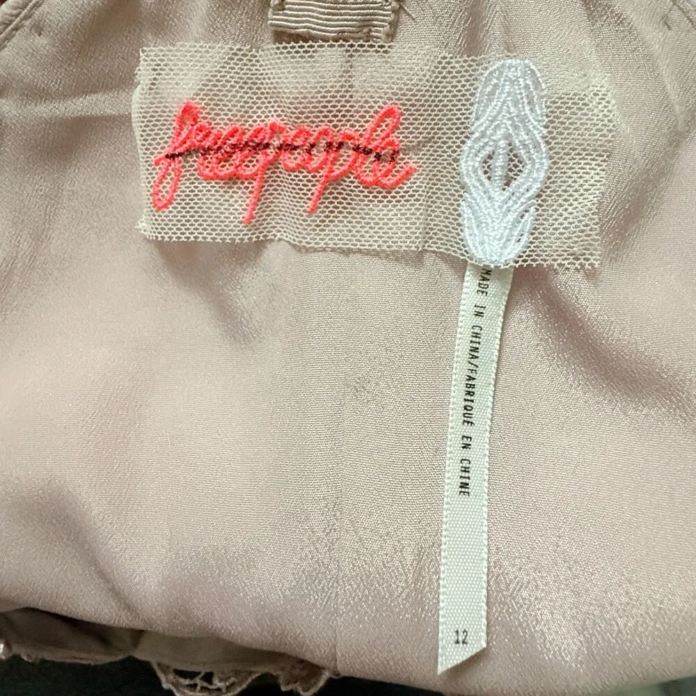 Free People Margot Lavender Lace Gold Shimmer Plunge Racerback Bodycon Dress 12 - Image 4