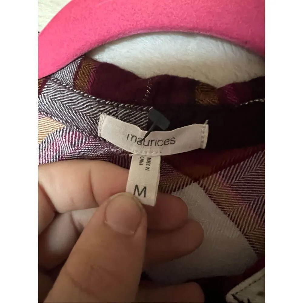 Maurices Multi-Colored Plaid Button Down Top Woman’s Size Medium - Image 6