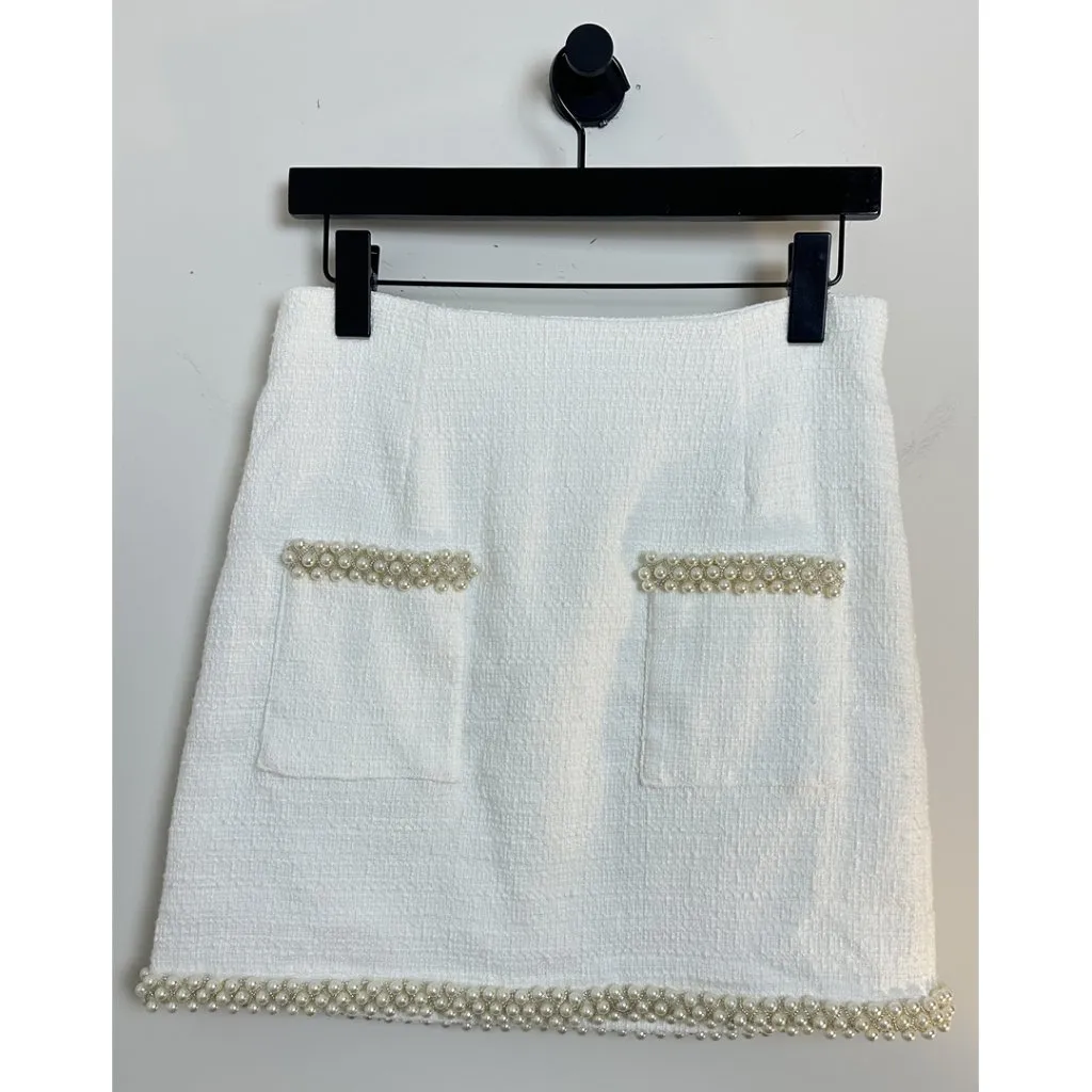 Anthropologie Hutch Adley Pearl-Trimmed Tweed Bridal Set in White - Image 7