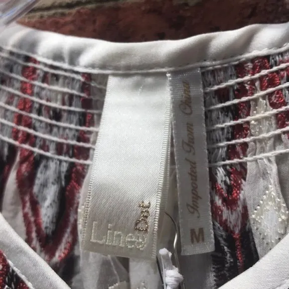 Line and Dot Silk Revolve  Socompa Peasant Blouse - Image 9