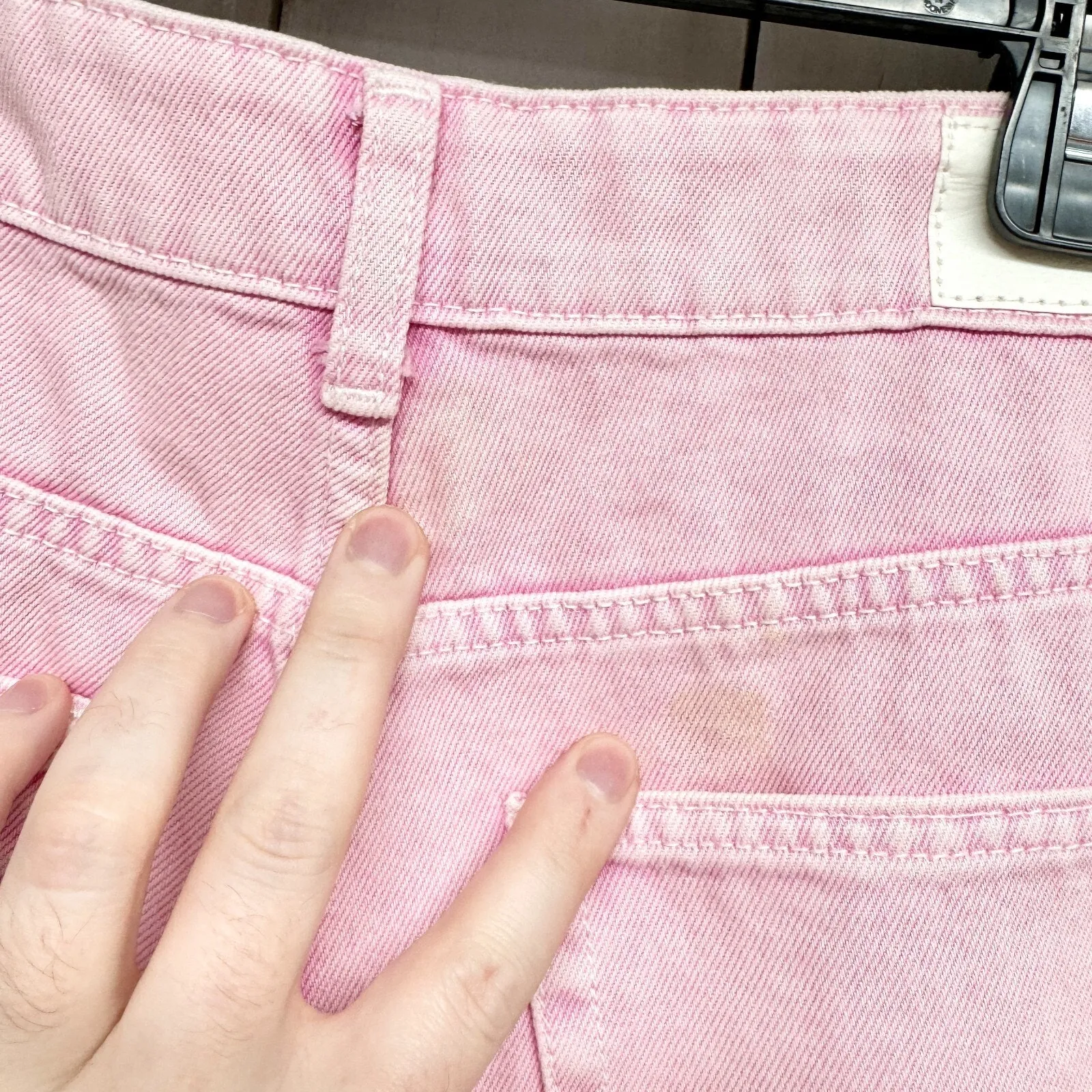 Denim Shorts Women Size 6 Pink High Rise Midi Cuffed Hem Zip Fly 5-Pocket Summer - Image 8