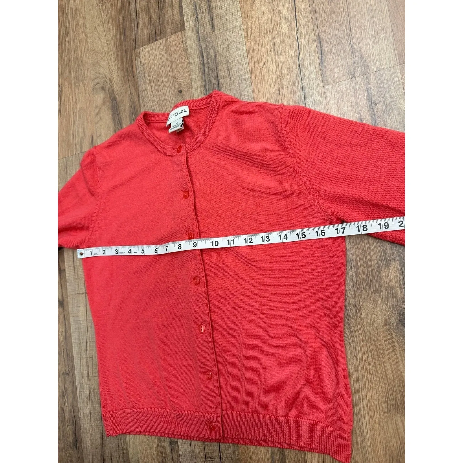 Ann Taylor Coral Merino Wool Cardigan Sweater Women's Size M Classic - Image 6