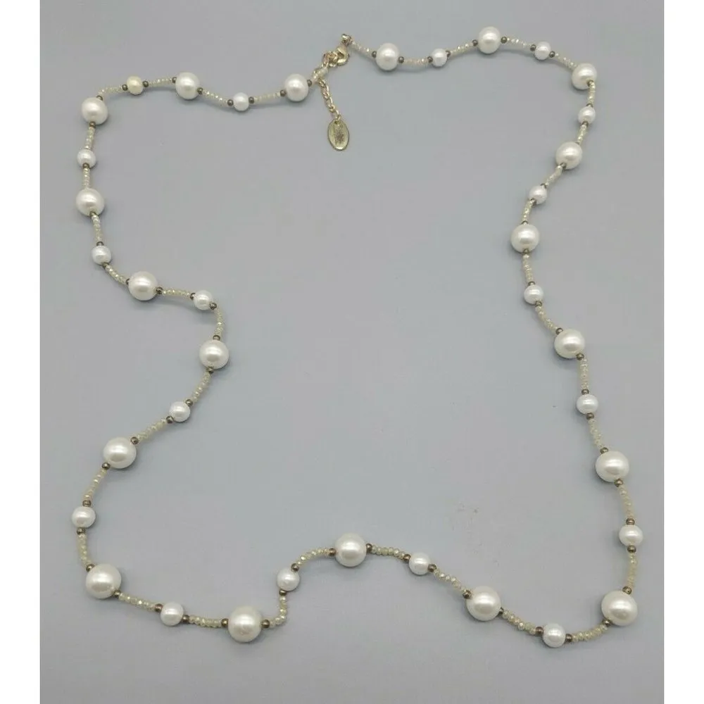 Rush By Denis & Charles Long Gray Beaded Necklace Faux Pearls 42"-44" - Image 5