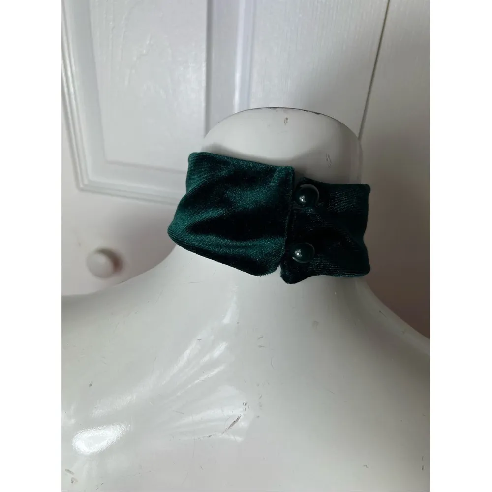 Velvet Choker Set Emerald Green Navy Blue Wide Band Necklaces OS - Image 12