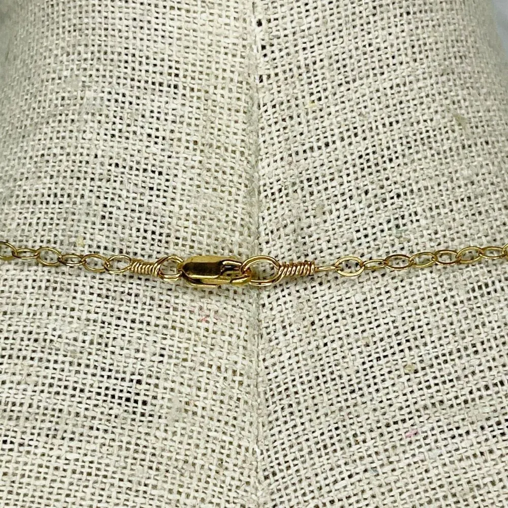 Gold Tone Blue Rhinestone Chain Link Necklace - Image 4