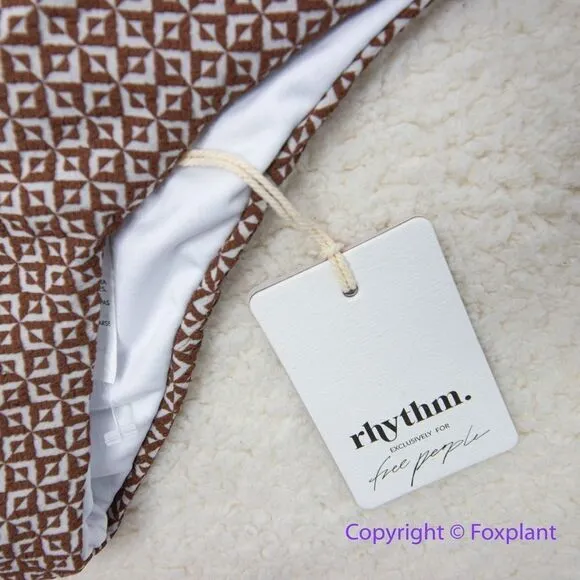 NEW Rhythm. Free People Geo high cut Cheeky bikini bottom coco , size M - Image 3