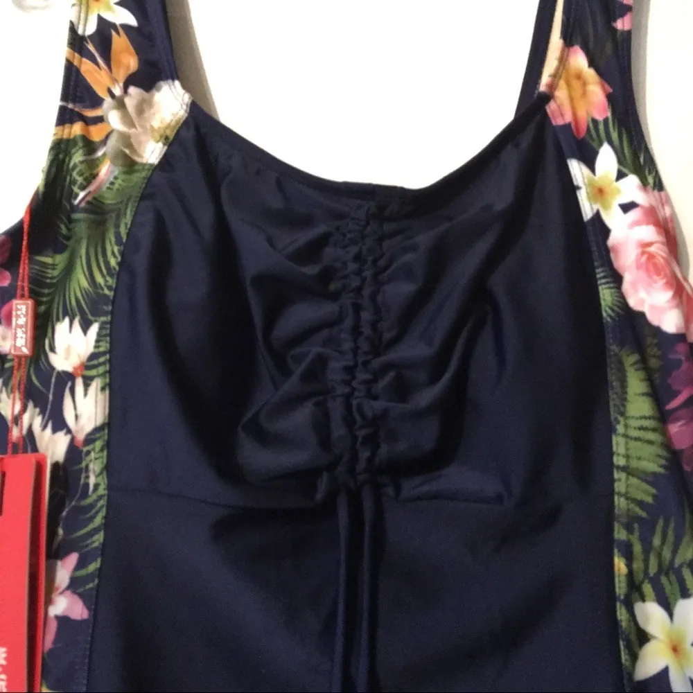 Xinghuaerte navy‎ floral skirted swimsuit XXXL Blue Size undefined - Image 2