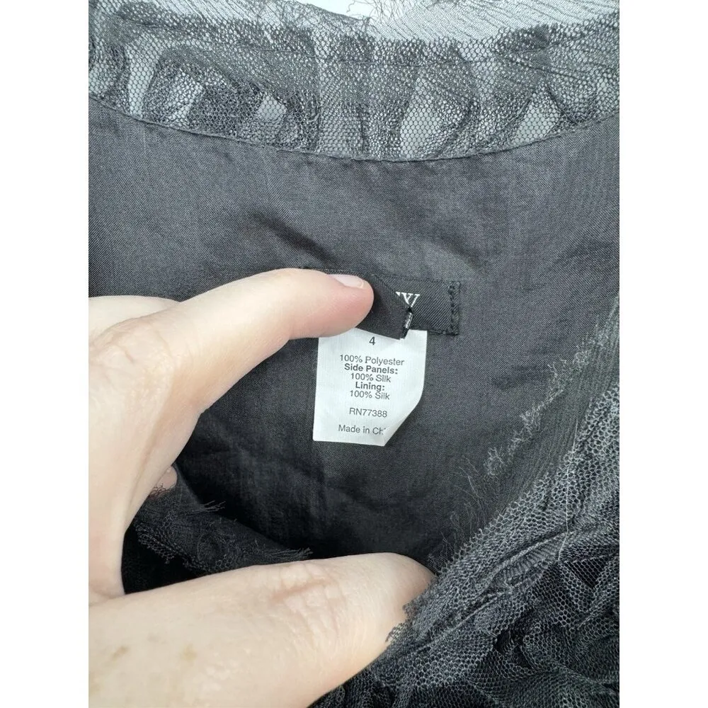 J. Crew Silk Tulle Rose‎ Shift Mini Dress Gray Black Size 4 Sleeveless Women - Image 4
