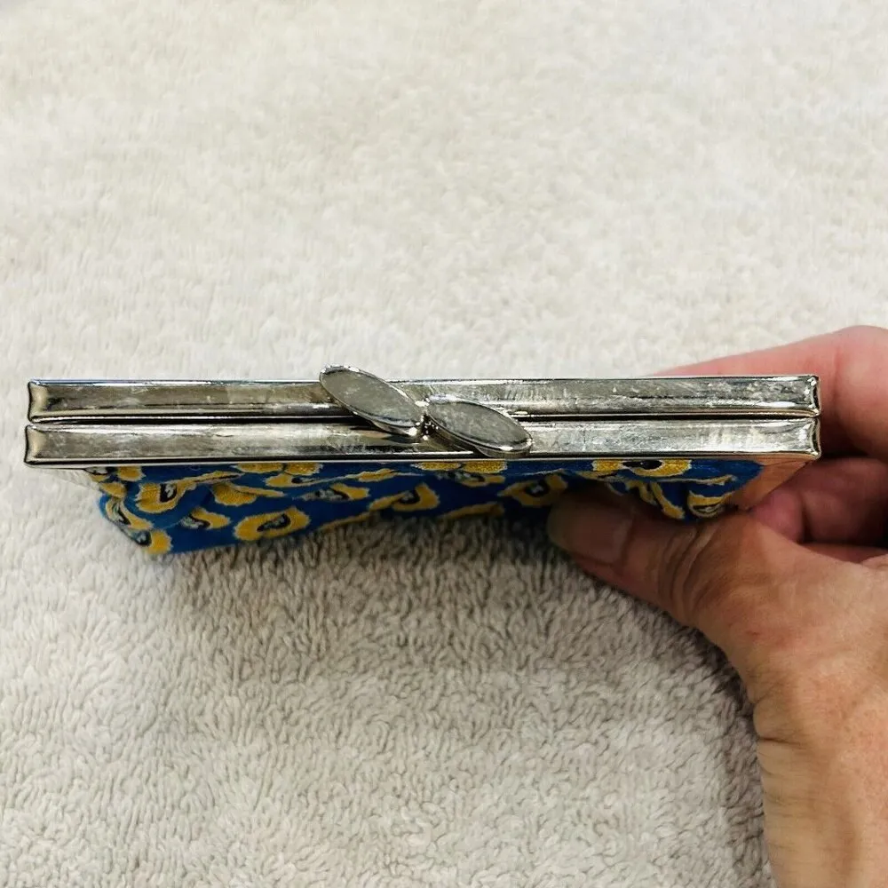 Vera Bradley Kiss Riviera Blue Kisslock Coin Purse Wallet Blue Yellow Retired - Image 4