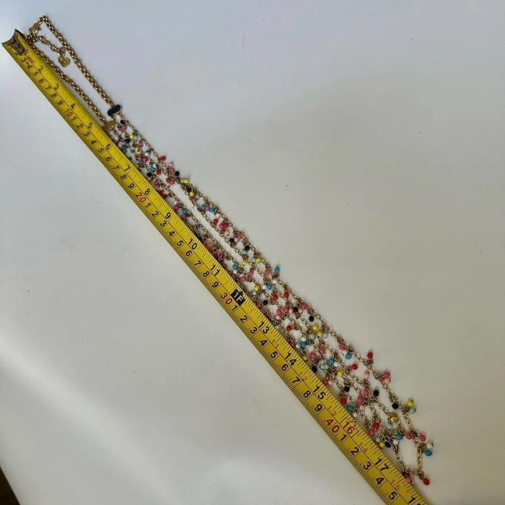 Talbots Festive Multicolored Double strand  Long  Gold Tone necklace - Image 6