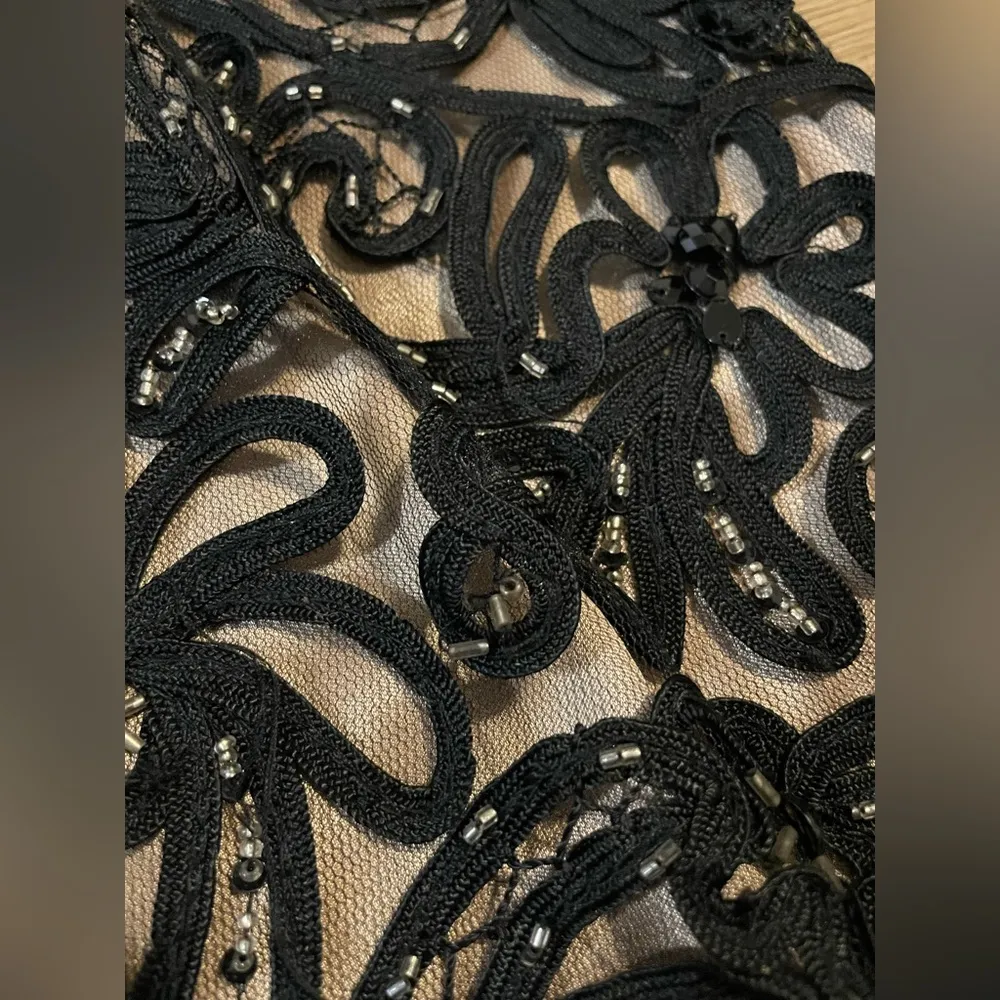 Sue Wong Nocturne Black Lace Beaded Evening Cocktail Dress Size 2 - Image 12