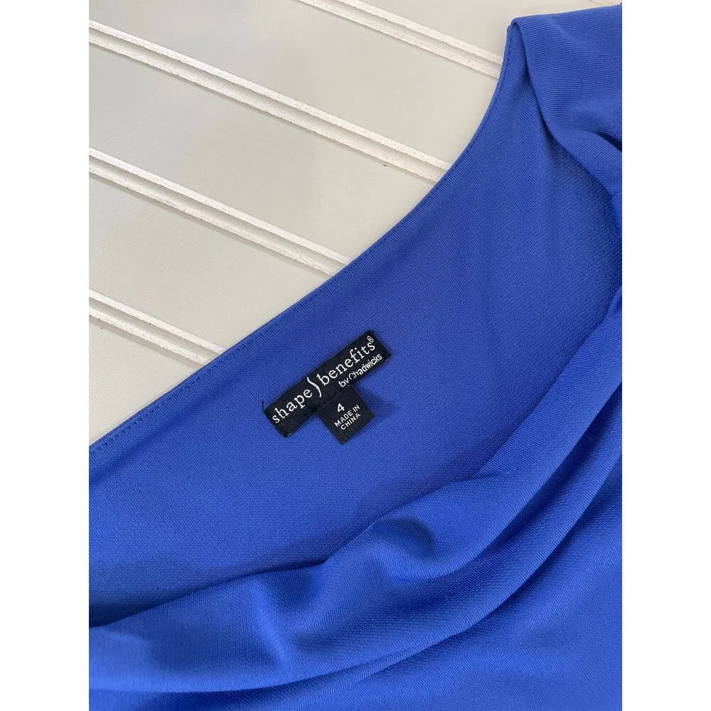 Chadwick’s Women’s Blue Dress Lined Shape-wear Cap Sleeve Cocktail Size 4 - Image 5