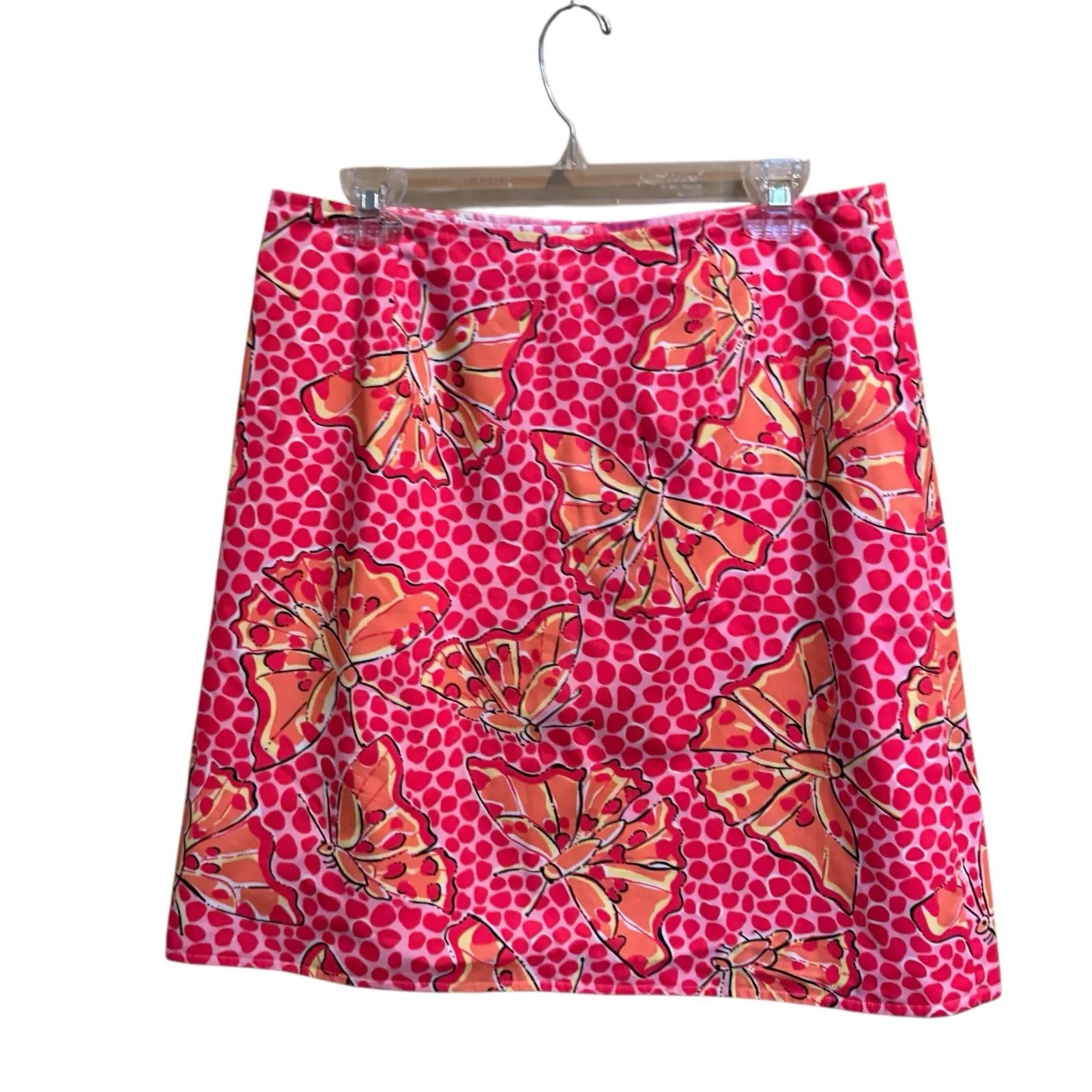LILLY PULITZER Reversible Wrap Skirt Size 12 Pink Zebras Orange Butterflies‎ - Image 4