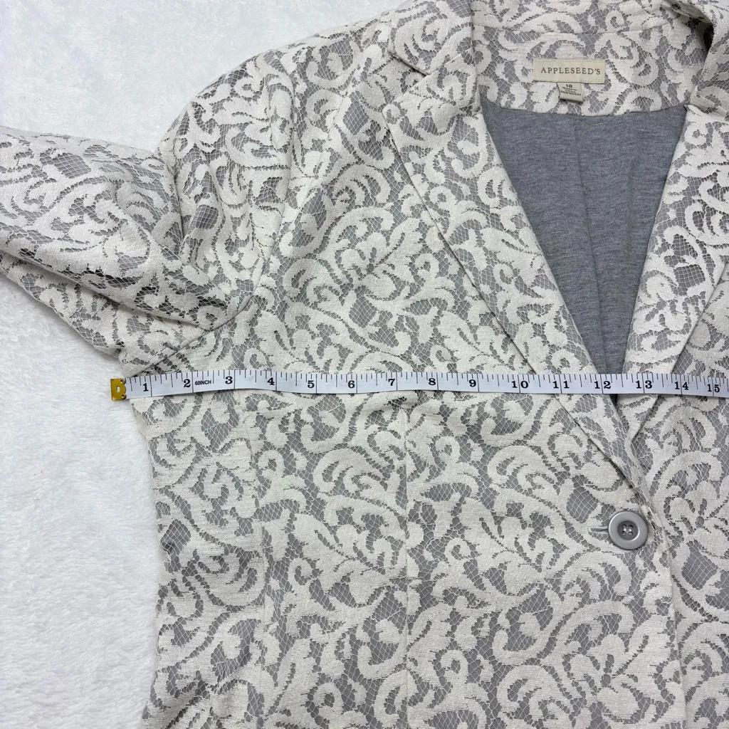 Appleseed’s Blazer Lace Overlay Lined Cream‎ Gray Lining Size 18 White - Image 10