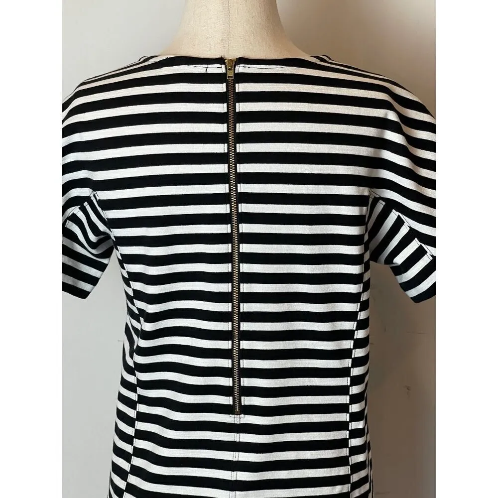 J. Crew Black and White Striped Short Sleeve‎ Crewneck Mini Dress Size XS - Image 8