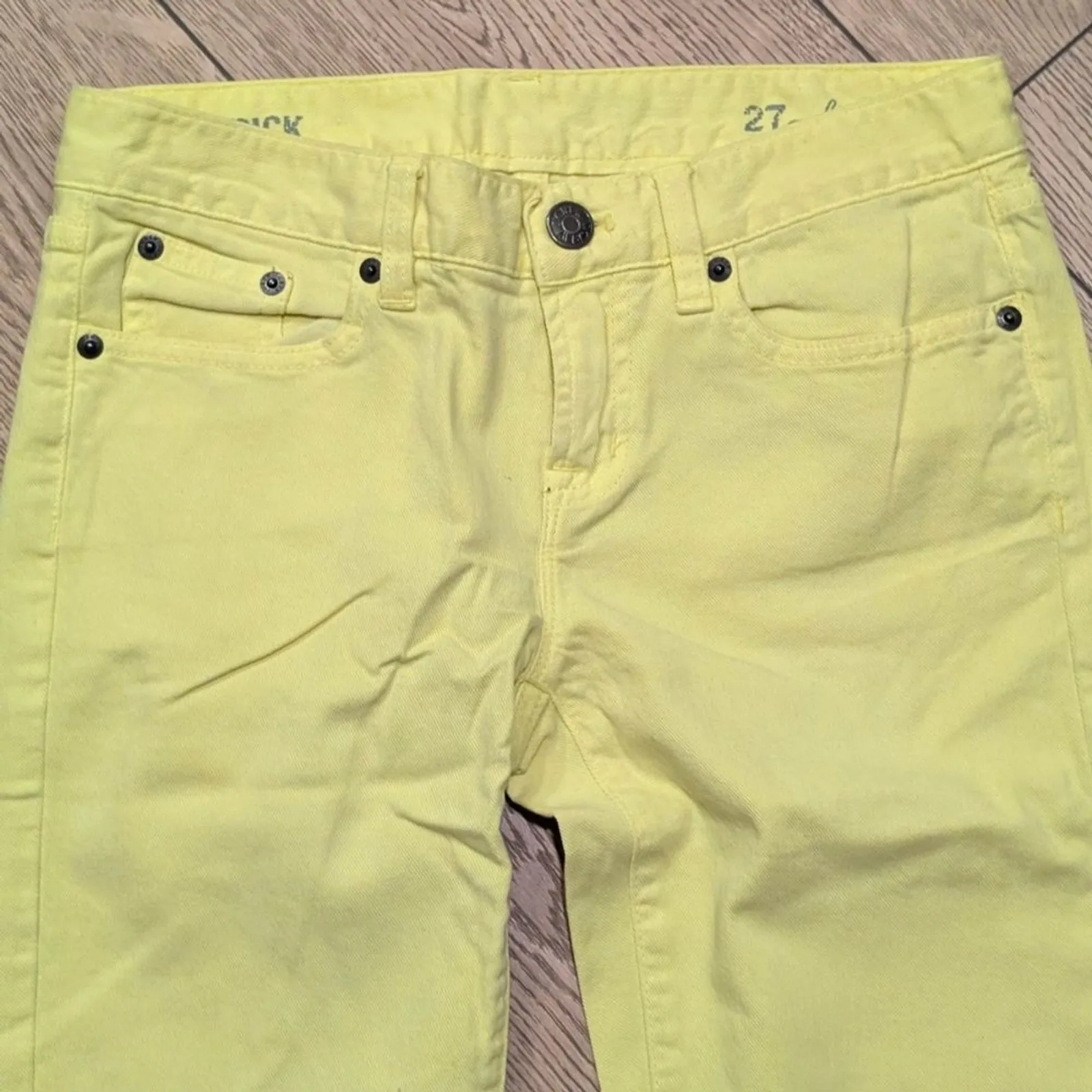 J.Crew‎ Toothpick Jeans Womens 27 Ankle Lemon Yellow Skinny Straight - Image 2