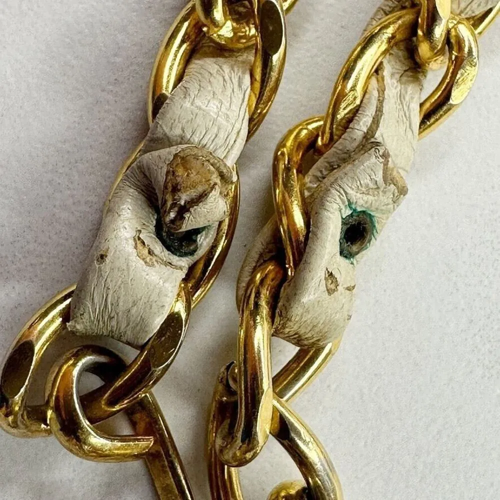 Faux Leather Woven Gold Chain Belt Double Hook Y2K Style Extra Small/Small ✨ - Image 2