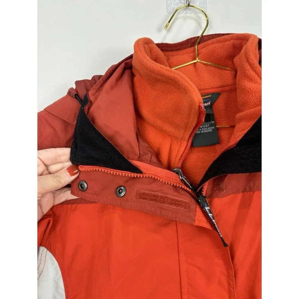 L.L. Bean Women’s Size Small Coat Jacket Orange Zip Up Hooded 2 in 1 Fleece Ski - Image 6