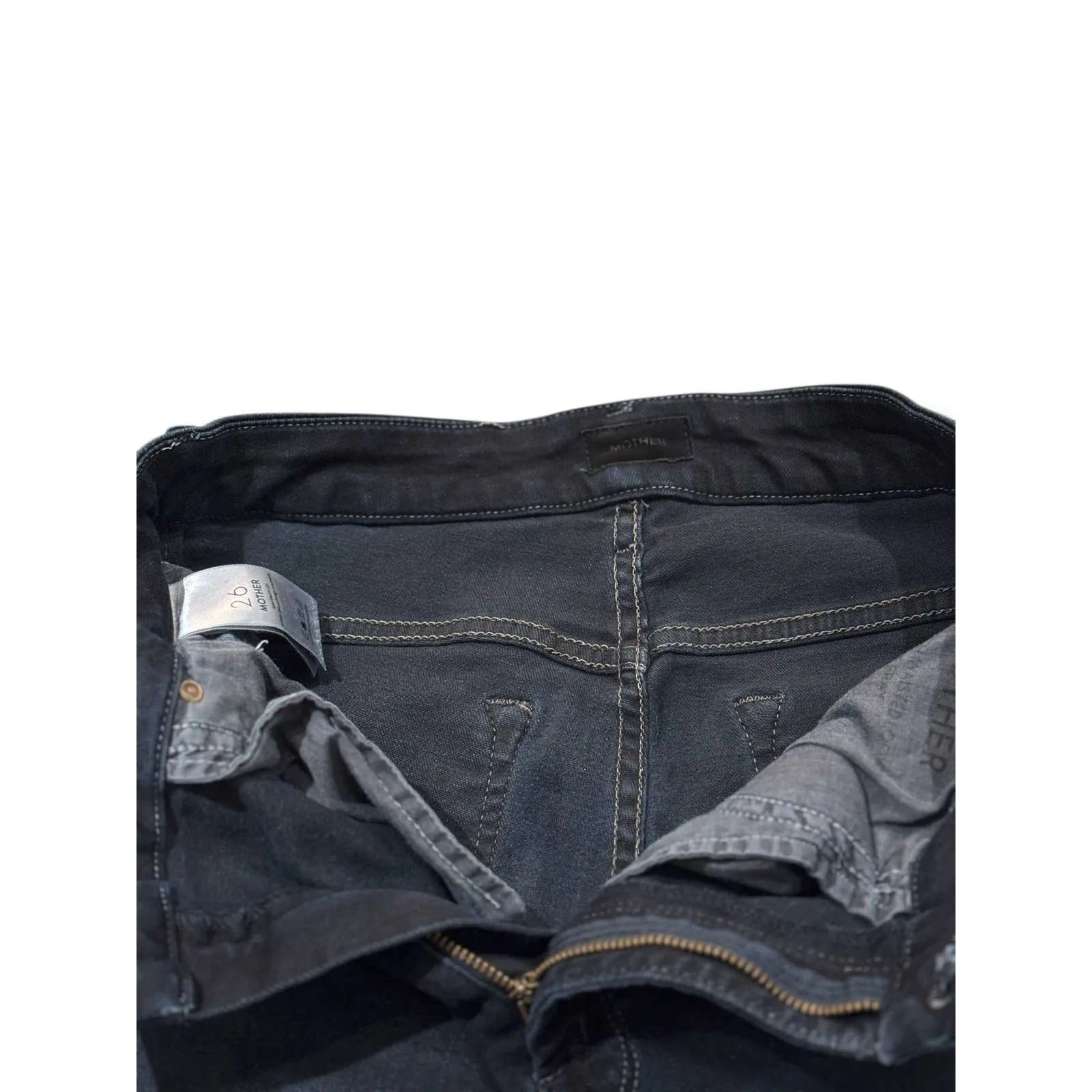 Mother High Waisted Looker Ankle Fray Denim Jeans 26 Last Call Dark Wash Minimal Blue - Image 3