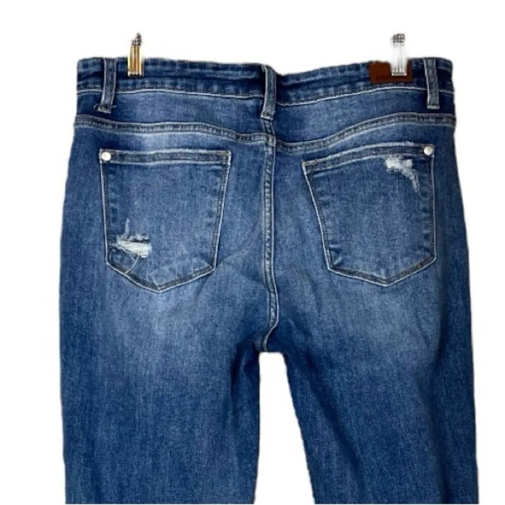 Judy Blue Jeans Boyfriend Fit Dark Wash Distressed Mid Rise Juniors Size 9/29 - Image 4