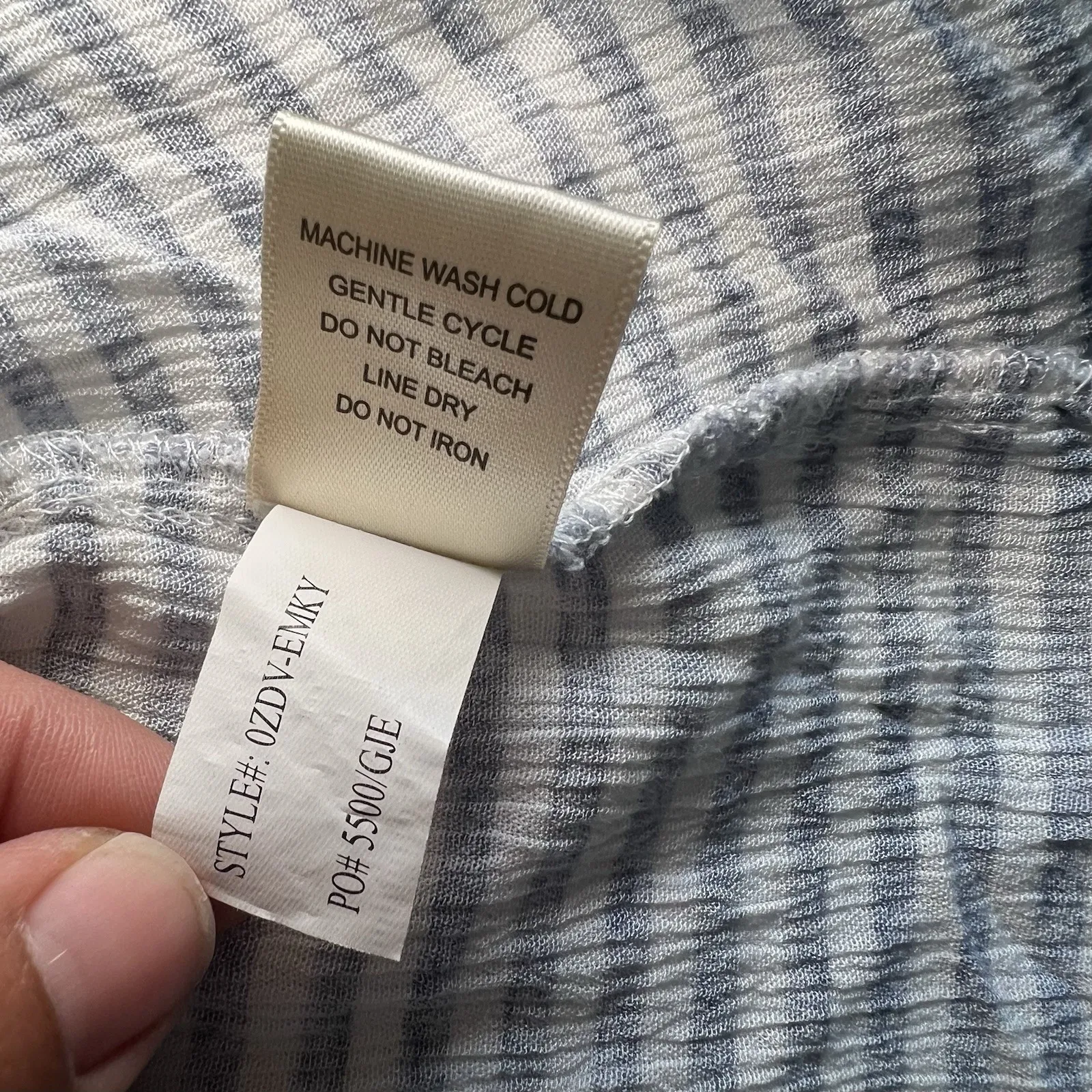 Self Esteem Striped Sleeveless V-Neck Blouse With Tassels Blue White Medium - Image 9