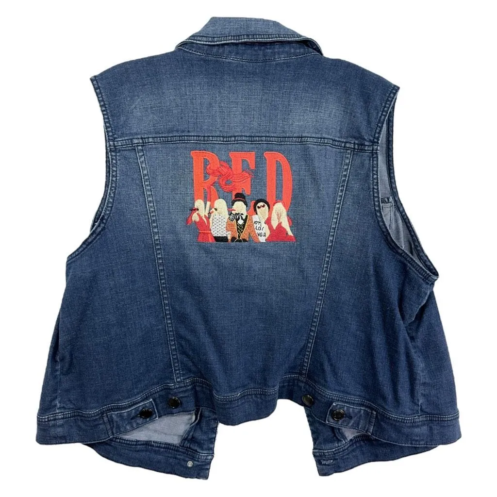 Taylor Swift Denim Vest Custom Embroidered Red Album Lane Bryant Blue‎ 188 - Image 10