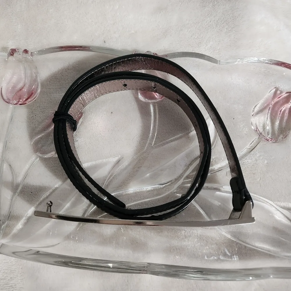 MICHAEL KORS Women's Belt Black Vegan Leather Silver Tone Buckle 40" - Image 2